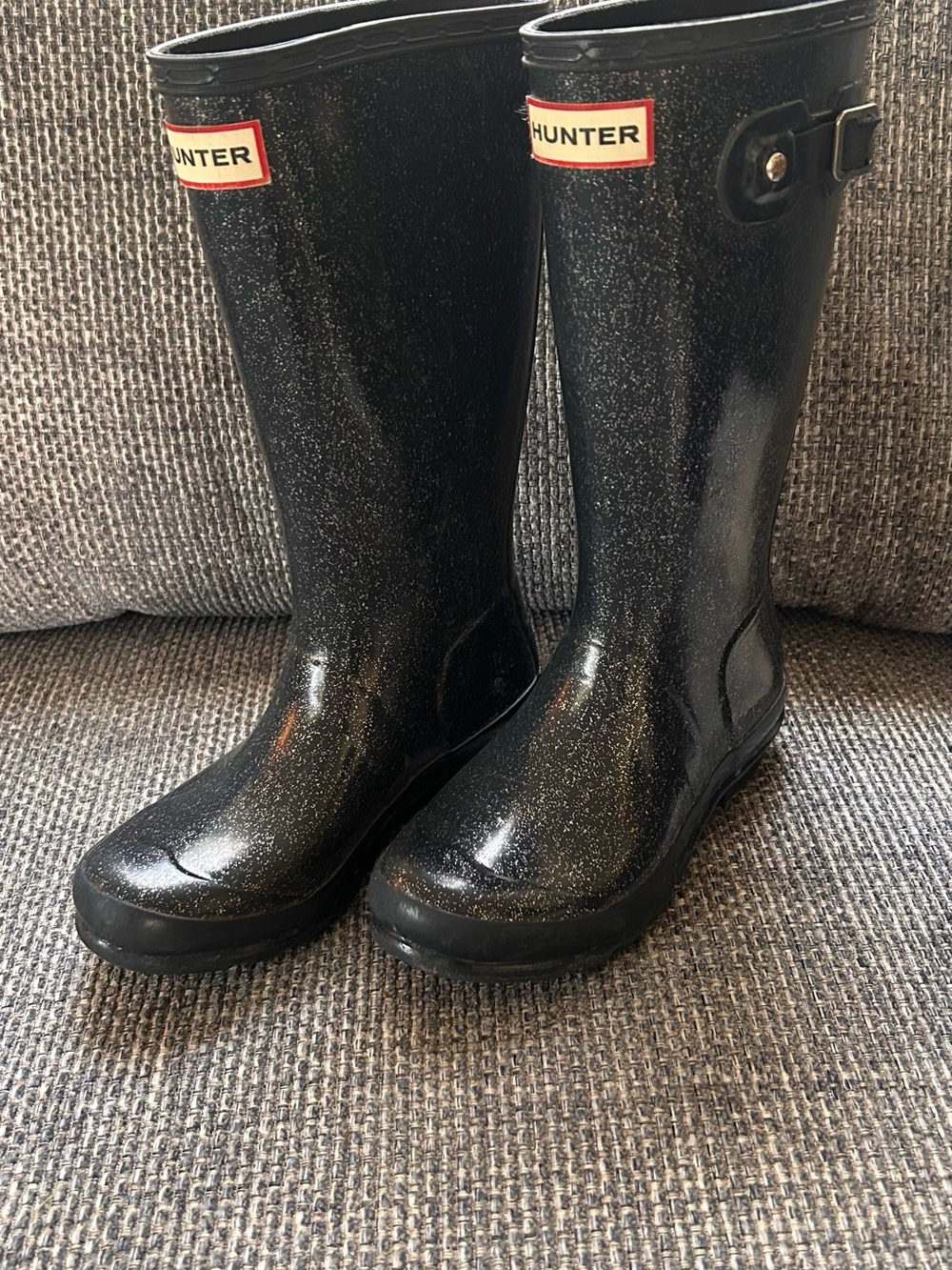 Hunter Starcloud Glitter Rain Boots fin navy size 2 kids great condition